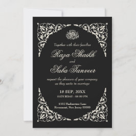 Onyx Black Islamic Wedding Inbjudningar