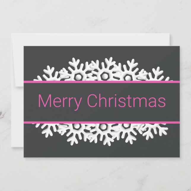 Onyx Black, Rosa and White Snöflingor Julkort (Framsida)