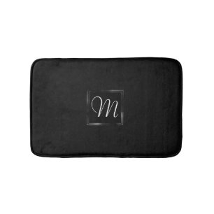 Onyx Black Velvet Kalkboard Grunge Monogram Badrumsmatta