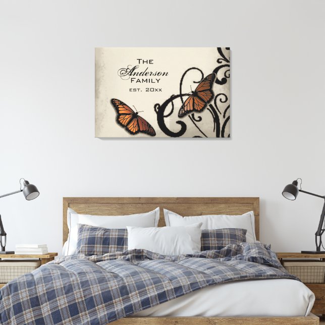 Onyx Butterfly Swirl-familjen Wrapped Canvas (Insitu (sovrum))