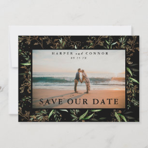 Onyx Elegant Boho Golden Sage Eucalyptus Photo Spara Datumet