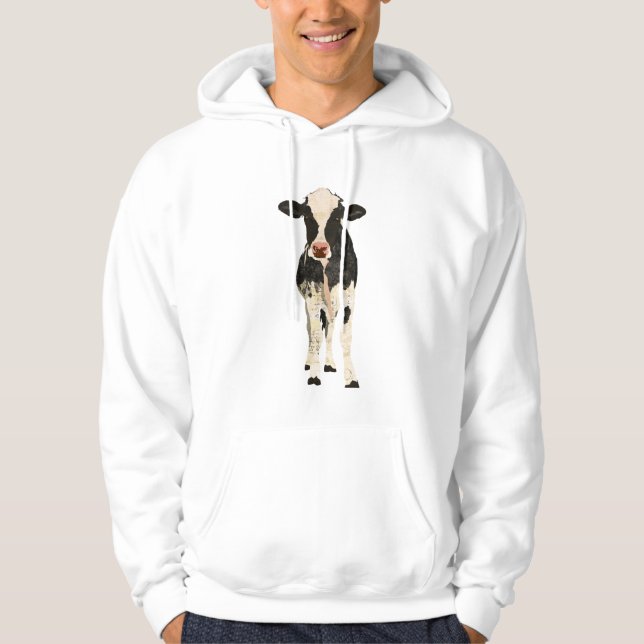 Onyx- & elfenbenko Hoody Sweatshirt Med Luva (Framsida)