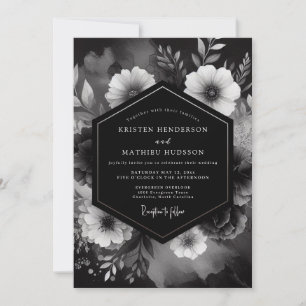 Onyx Floral Noir Bröllop Inbjudningar