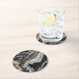 Onyx Gem Natural Mönster Underlägg Papper Rund