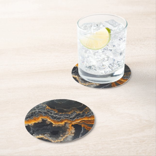Onyx Gemstone Nature Mönster Underlägg Papper Rund (Insitu)