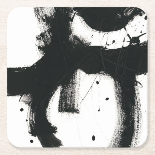 Onyx Gesture - svarta färgstreck Underlägg Papper Kvadrat