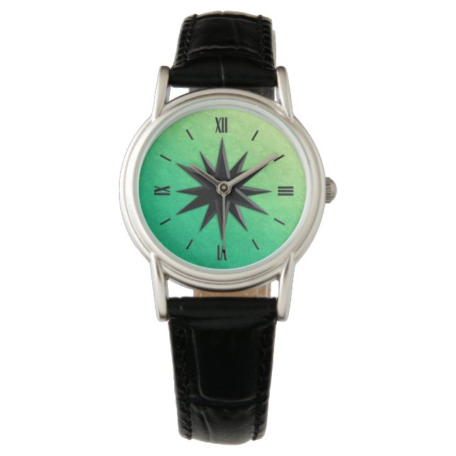 Onyx-kompass ro - grönt av peridot-glas armbandsur (Framsida)