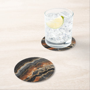 Onyx Natural Gem Mönster Underlägg Papper Rund