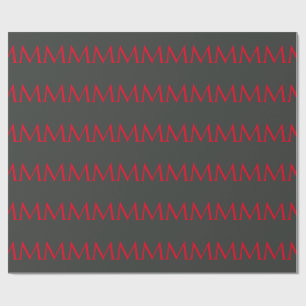 Onyx Svart Röd Monogram Modern Minimalistisk Presentpapper