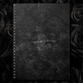 Onyx Velvet Damask | Black Grunge Goth Glam Blommi Anteckningsbok