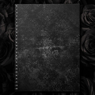 Onyx Velvet Damask Black Grunge Goth Glam Blommi Anteckningsbok