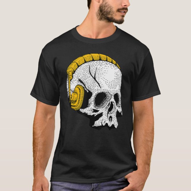 Oockult Magic Skull DJ-hörlurar 1 T Shirt (Framsida)