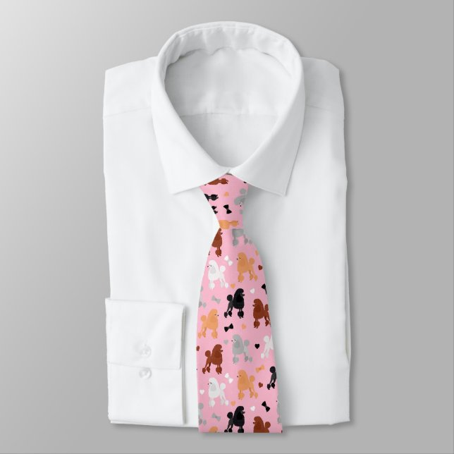 Oodlar av Pudel och Bows Mönster Rosa Slips (Bunden)