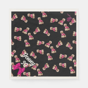 Oodlar av Pudel (Rosa på svart) Party Napkin Pappersservett