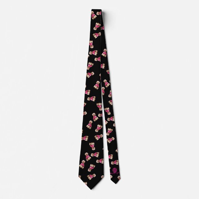 Oodlar av Pudel (Rosa på svart) Slips (Framsida)
