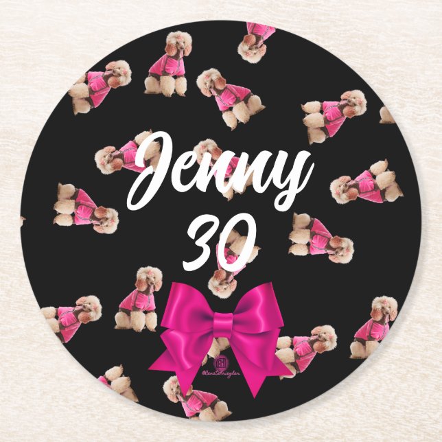 Oodlar av Pudel (Rosa på Svarta havet) Party Underlägg Papper Rund (Framsidan)