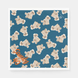 Oodlar av Pudel (vit på blå) Party Napkin Pappersservett
