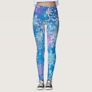 Oodlar av Snöflingor på Roligtens bakgrund Leggings