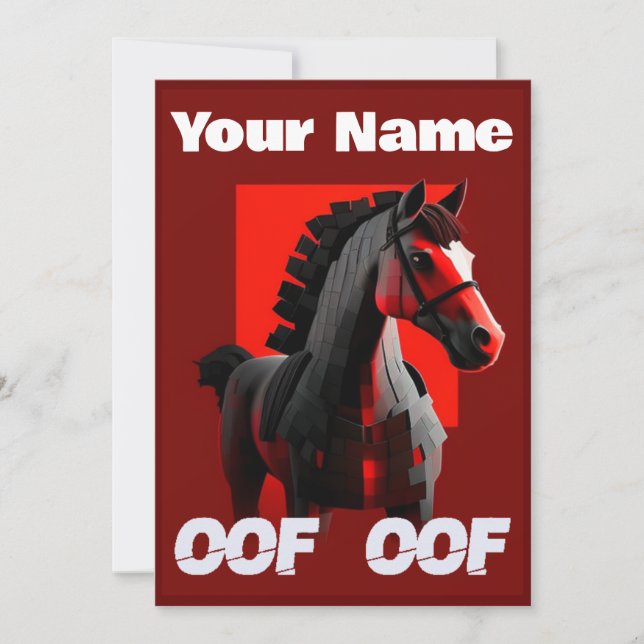 Oof Roblox Funny Meme Red Horse Inbjudningar (Framsida)