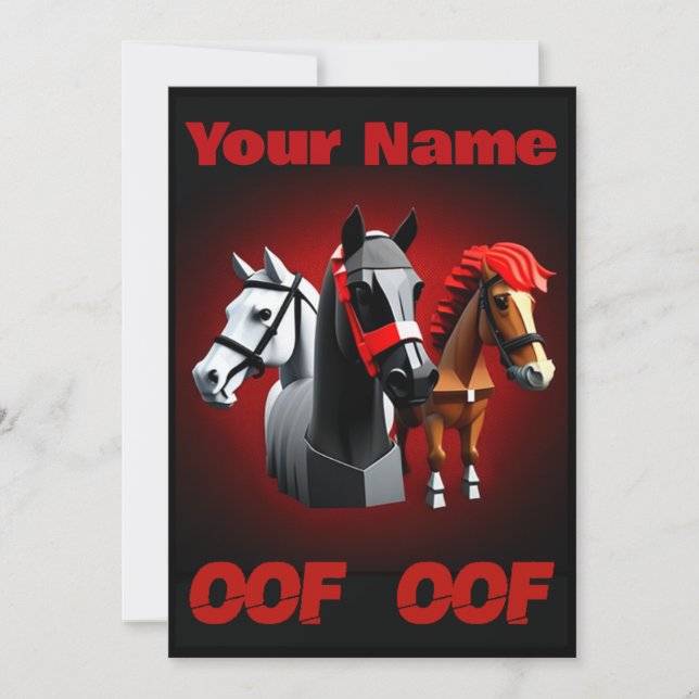 Oof Roblox Funny Meme Red Horses Inbjudningar (Framsida)