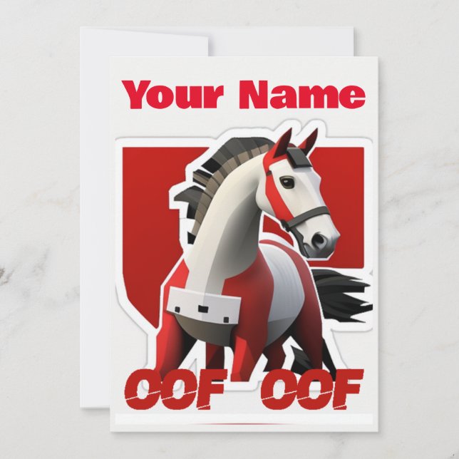 Oof Roblox Funny Meme Red White Horse Inbjudningar (Framsida)