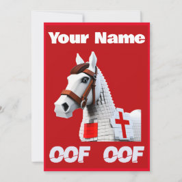 Oof Roblox Funny Meme Red White Horse Inbjudningar