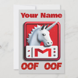 Oof Roblox Funny Meme Red White Unicorn Inbjudningar