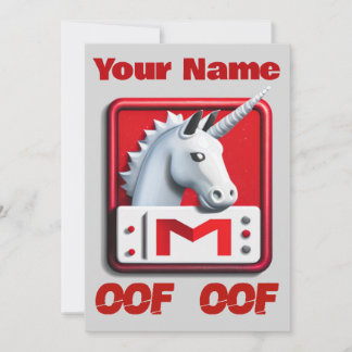 Oof Roblox Funny Meme Red White Unicorn Inbjudningar