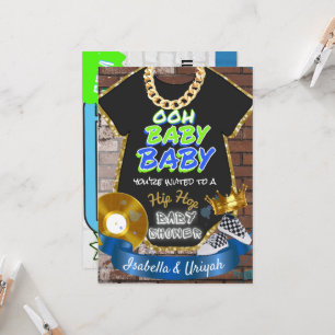 Ooh Baby Baby Hip Hop Blå & Grön Retro Inbjudningar