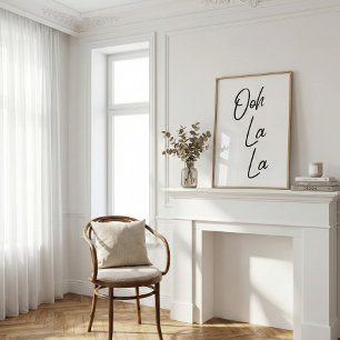 Ooh La La Fransk Uttryck i Mjukt Vitt Poster