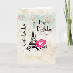 Ooh La La Paris Eiffeltornet Grattis på födelsedag Kort
