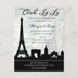 Ooh La La Paris Siluett Foto Födelsedagsfest Vykort