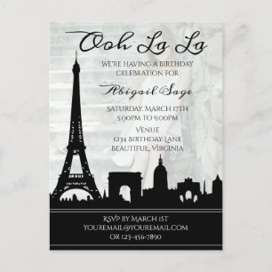 Ooh La La Paris Siluett Foto Födelsedagsfest Vykort
