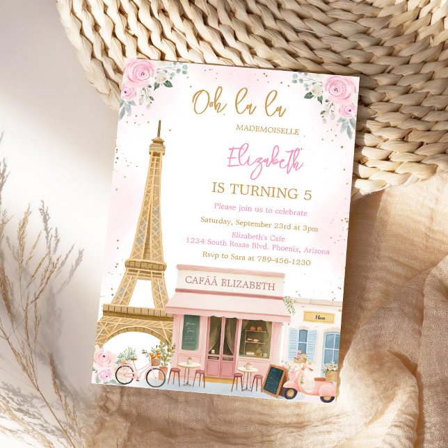 Ooh La La Parisiskt Paris Födelsedagsfirande Inbju Inbjudningar (Skapare uppladdad)