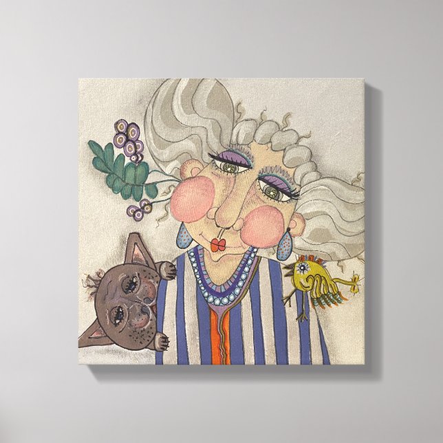"Ooh La La" Whimsisk Porträtt Canvastryck (Framsida)