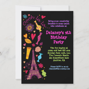 Ooh La Paris Födelsedagsfest inbjudan