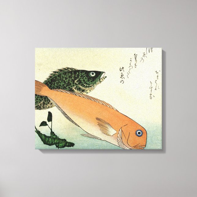 Oomon-hata & Shiro-amadai - Hiroshiges fiskutskrif Canvastryck (Framsida)
