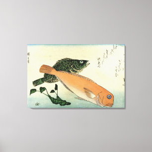 Oomon-hata & Shiro-amadai - Hiroshiges fiskutskrif Canvastryck