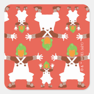 Oompa Loompa Dancing Mönster Fyrkantigt Klistermärke