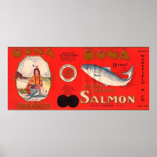 Oona Brand Salmon Label Poster (Framsidan)
