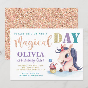 Oönskad inbjudan till Ro Guld Unicorn Birthday