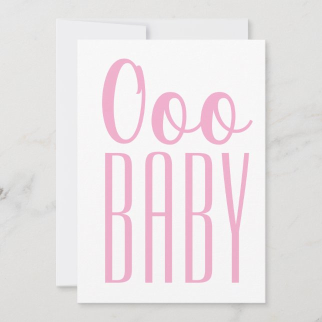 Ooo BABY Baby Shower Minimalist Rosa Inbjudningar (Framsida)