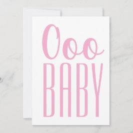 Ooo BABY Baby Shower Minimalist Rosa Inbjudningar