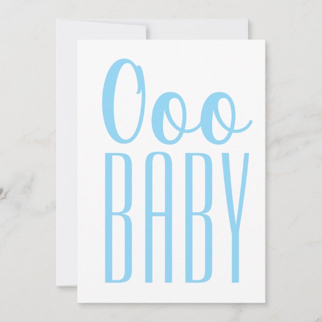 Ooo BABY Shower Minimalist Blue Inbjudningar (Framsida)