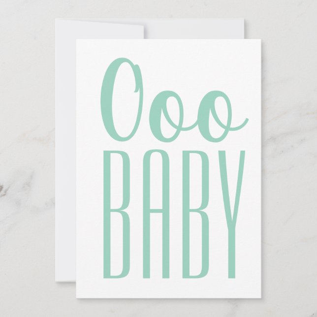 Ooo BABY Shower Minimalist Grönt Inbjudningar (Framsida)