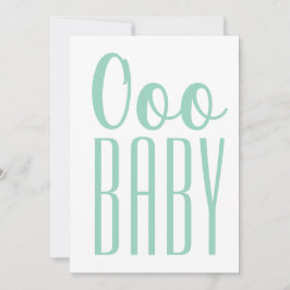 Ooo BABY Shower Minimalist Grönt Inbjudningar