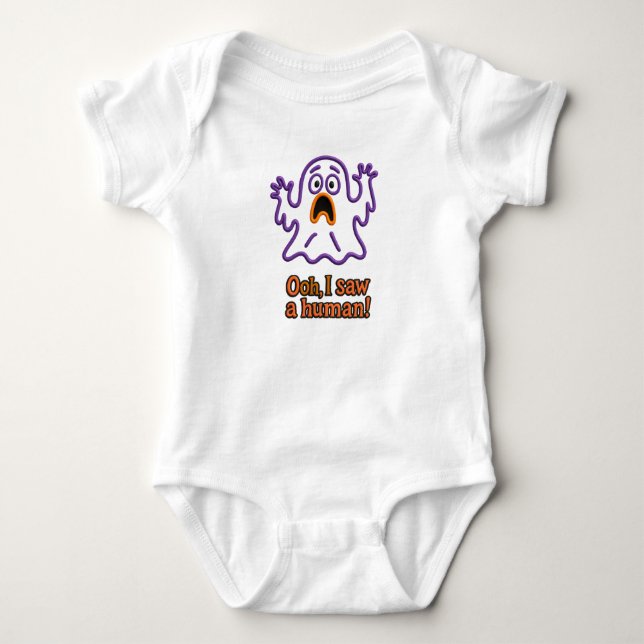Oooh, jag såg en människa! – Rolig spökhalloween T Shirt (Framsida)
