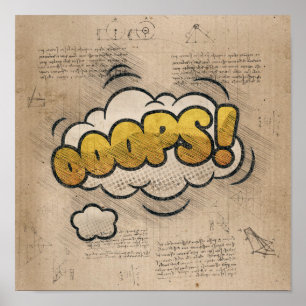 OOOPS! Vintage Comic Book Steampunk Pop Art Poster