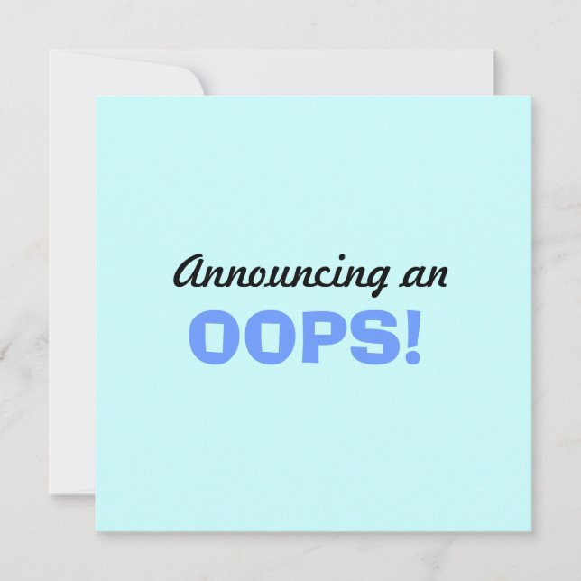 "Oops" baby meddelande Inbjudningar (Framsida)