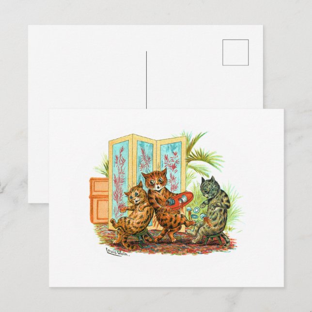 Oops Cat-astrophe Louis Wain Vykort (Fram/baksida)